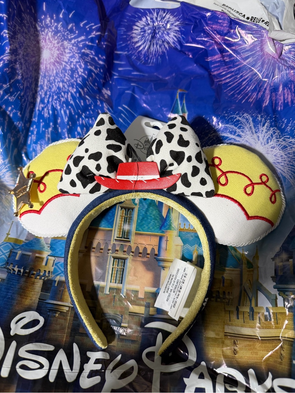 Disney ears sherrif Cow girl Jessie Minnie Ear Headband with Red Hat